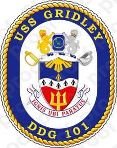 STICKER USN US NAVY DDG 101 USS Gridley Destroyer - Picture 1 of 2