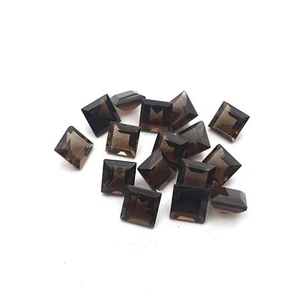 Natural Smoky Quartz Square Cut Loose Stone Lot 7 MM 26 CT 16 Pcs - Picture 1 of 4