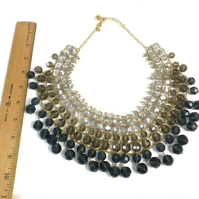 Ожерелье Kate Spade нагрудник On The Avenue AB серые и темно-синие кристаллы позолота 12 карат - Изображение 1 из 4