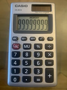 Casio HS-8VA 2 Wege Power Taschenrechner Ziffern Metallfront Casio Gehäuse - Bild 1 von 2