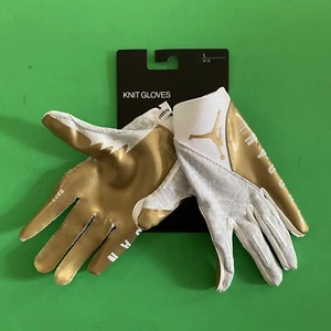 Nike Jordan Vapor Knit 4.0 Metallic Fußball Receiver Handschuhe Weiß Gold Größe L - Bild 1 von 4