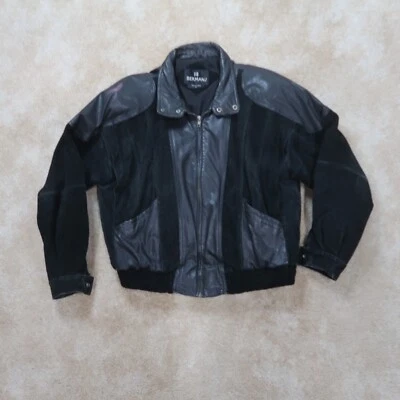 Abrigo de cuero de gamuza Berman para hombre grande chaqueta de bombardero de cuero negro aislante Foto 1 de 4