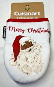 CUISINART MINI GUANTI DA FORNO (2) ROSSO VERDE BORDO COTONE SILICONE NUOVI CON ETICHETTE - Foto 1 di 2