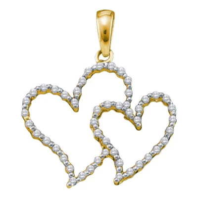 Colgante fino corazón diamante amarillo L U diamantes 10K 1/6 CT Foto 1 de 2