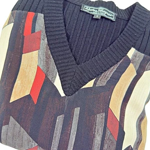 Salvatore Ferragamo Wool V-Neck Abstract Sweater Tunic Dress SMALL Luxury - Picture 1 of 9