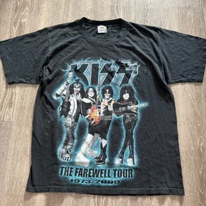 Camiseta de Concierto de la Gira Mundial KISS Band Vintage Años 90 - Talla L THRASHED Negra - Imagen 1 de 6