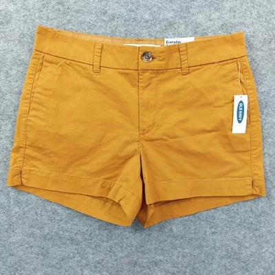 Old Navy Everyday Shorts Womens 4 Brown Yellow Stretch Casual Cotton Blend - Image 1 of 4