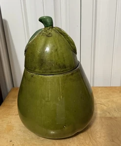 Vintage Ceramic Pear Cookie Jar Large Green Nicely Colored and Glazed 9159 - Picture 1 of 8