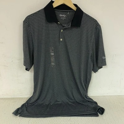 Polo de golf Walter Hagen Essentials a rayas negro MGA11371N Foto 1 de 4