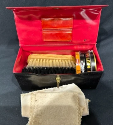 Kit de limpieza de zapatos mini brillo de zapatos vintage dos cepillos dos pulidores y dos paños de pulido Foto 1 de 4