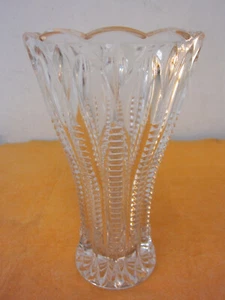 Jarrón Art Deco macizo cristal pulido decoración dentada 20 cm 1,2 kg años 20 30 - Imagen 1 de 8