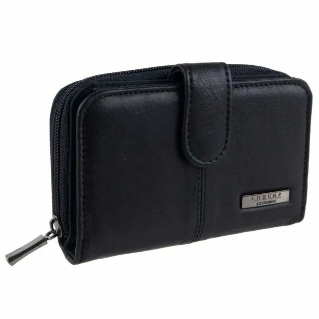 Lorenz Ladies Womens Leather RFID Wallet - Black