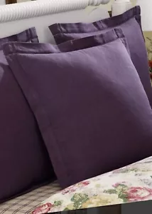 RALPH LAUREN SURREY GARDEN TWILL HEMSTITCH LINEN/COTTON PURPLE EURO SHAMS - 2 - Picture 1 of 9