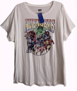 Marvel Avengers White w/ Superheroes Short Sleeve Tee Shirt Size 2X NWT - Picture 1 of 8
