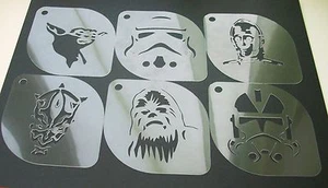Set of 6pcs Star Wars Yoda Sandtrooper C-3PO Darth Maul Chewbacca Clone Stencil - Picture 1 of 3