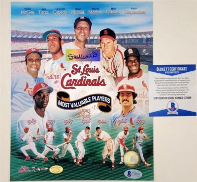 Stan Musial signed St. Louis Cardinals MVP 8x10 Photo autograph ~ BAS Beckett - Image 1 of 3