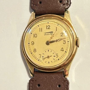 Vtg 1930s Tissot Solid 14K Gold Mens Dress Watch c1935 - Picture 1 of 16