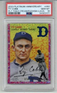 2023 TOPPS CHROME PLATINUM ANNIV TOILE FUCHSIA LAVA REF TY COBB /100 PSA 10 RARE - Picture 1 of 2