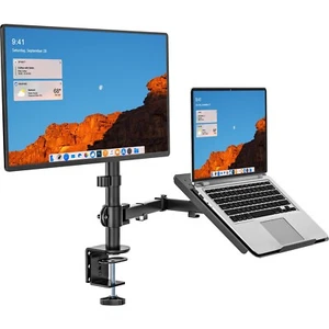 WALI Laptop and Monitor Stand Fully Adjustable Monitor Mount and Laptop Tray ... - Picture 1 of 8