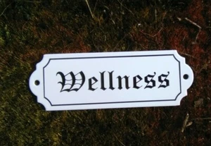 PLAQUE DE PORTE EMAILLEE Welness allemand/ anglais EMAIL VERITABLE FAB EN FRANCE - Picture 1 of 1