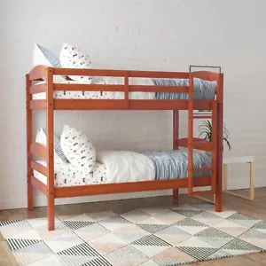 Leighton Kids Wood Twin-Over-Twin Bunk Bed, Cherry - Picture 1 of 3