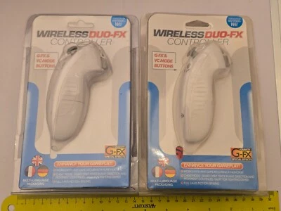 2 x NINTENDO Wii WIRELESS DUO FX NUNCHUK White Cheat Controller Nunchuck Datel U - Image 1 of 4