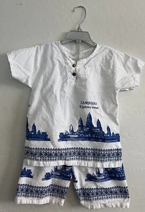 Cambodia “Kingdom Of Wonder” 2 Piece Shorts Shirt Set - Kids M/L (See Sizing) - Picture 1 of 6