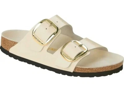 BIRKENSTOCK ARIZONA BIG BUCKLE SLIDE SANDAL ECRU SIZE 38 L7M5 . - Image 1 of 4