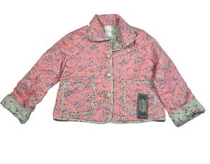 Polo Ralph Lauren Quilted Button Coat Girls Size 7 Reversible Pink / Mint $165 - Picture 1 of 15