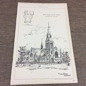 1890 original Architects print - Christ Church - North Dulwich presbyterian - Picture 1 of 3
