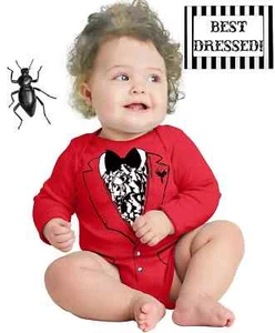 Funny baby Tuxedo shirt creeper wedding bodysuit infant zombie halloween costume - Picture 1 of 2