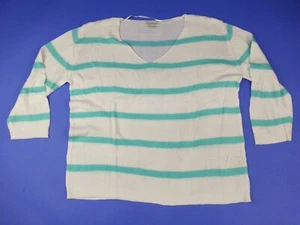 Nuevo sin etiquetas Top Cantoo Talla XL / 2XL Tejido Aqua Rayas Manga 3/4 - Imagen 1 de 9