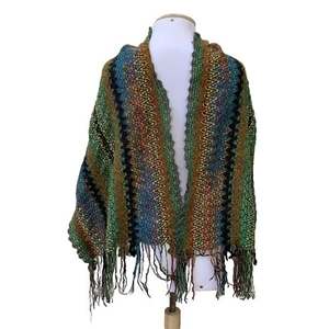 Missoni Mohair Wool Blend Scarf 58"x20" Multicolor Zigzag Knit Fringe Italy#A107 - Picture 1 of 4