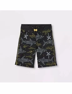 Boys' Shark Wave Palm Print Swimtrunks - art class - UPF 50+ - Black Sz:16 - Picture 1 of 1