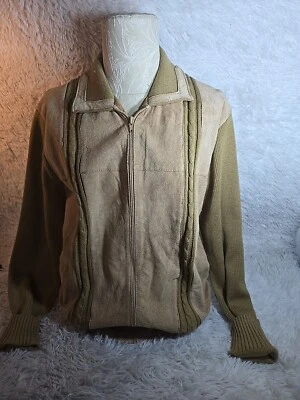 Chaqueta Suéter Vintage Montgomery Ward Para Hombre Talla L Años 70 Cuero Foto 1 de 4