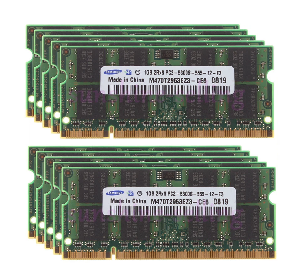 10x 1GB Samsung 1G 2Rx8 PC2-5300S DDR2 667 Mhz 200Pin Memory Laptop RAM Test LOT - Image 1 of 4