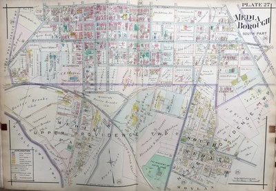  1909 A.H. MUELLER DELAWARE COUNTY, PA, NETHER PROVIDENCE, MEDIA BORO ATLAS MAP - Image 1 of 3