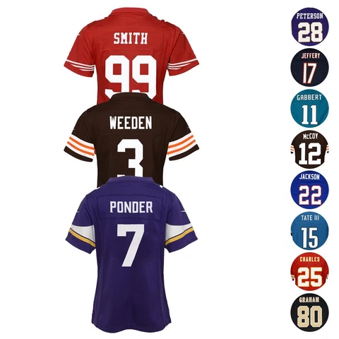 Nike NFL Official Home Away Alt Game Jersey Collection Girls Youth (S-XL) Cover