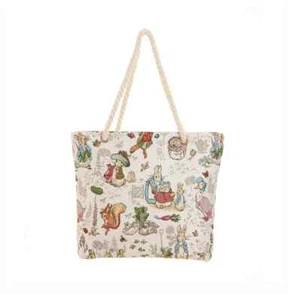 Signare Tapestry Peter Rabbit Beach Bag, Rope Handle & Zip Closure Perfect Gift - Picture 1 of 7