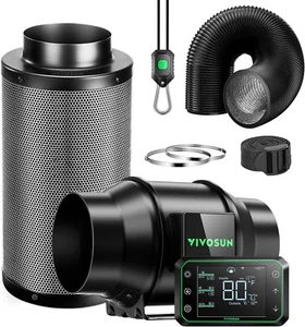 VIVOSUN AeroZesh G6 6'' 388 CFM Inline Duct Fan w/E42A,Carbon Filter&8' Ducting - Picture 1 of 8