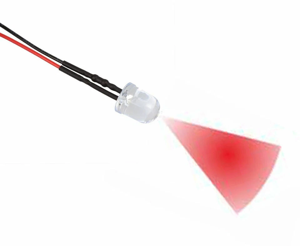 LED 10 mm ROT glasklar 4,8 - 12 Volt fertig verlötet Beleuchtung für Ihr RC-Car  - Bild 1 von 1