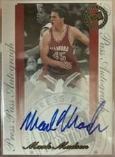 Mark Madsen Stanford Basketball Press Pass Autograph Rookie Card LA Lakers Auto