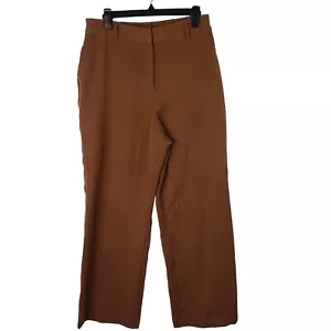 BCX Wide Leg Chino Dress Pants High Waist Career Casual Brown Size L Office - Picture 1 of 7