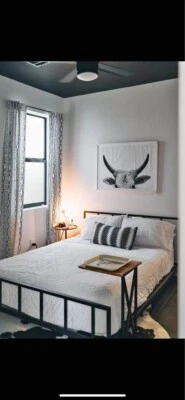 2 West Elm 48W X 96L White and Black Geometric Curtains - Image 1 of 4