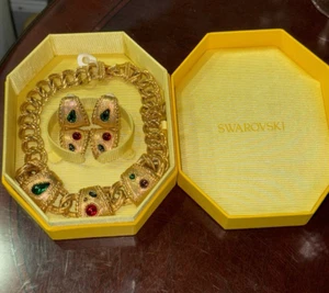 IMPRESIONANTE SWAROVSKI S.A.L. JUEGO DE COLLAR Y PENDIENTES DE CLIP FIRMADOS AUDAZ DE COLECCIÓN - Imagen 1 de 13