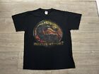 T-shirt homme vintage Mortal Kombat Logo Jerzees poids lourd noir taille M t-shirt