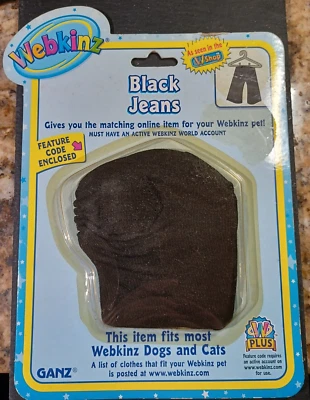 Ganz Webkinz - BLACK JEANS - Fits most Webkinz Dogs & Cats - NEW - BOX-13 - Image 1 of 2