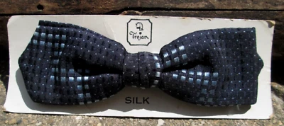 Vintage NEW Trojan Brand Blue Silk Clip On Bow Tie - Image 1 of 4