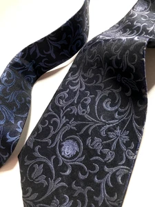 GIANNI VERSACE CORBATA CABEZA MEDUSA BARROCA VINTAGE AÑOS 90 JACQUARD TEJIDO AZUL ITALIA - Imagen 1 de 15