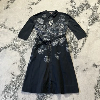 Платье-рубашка Cath Kidston женское размер 6 серое с цветочным узором подпоясанное хлопковая смесь - Изображение 1 из 4